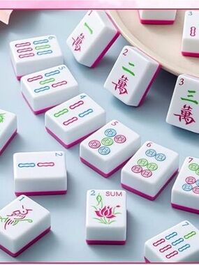 Hot Pink-Accent American Mahjong Tile Set - Home Games
